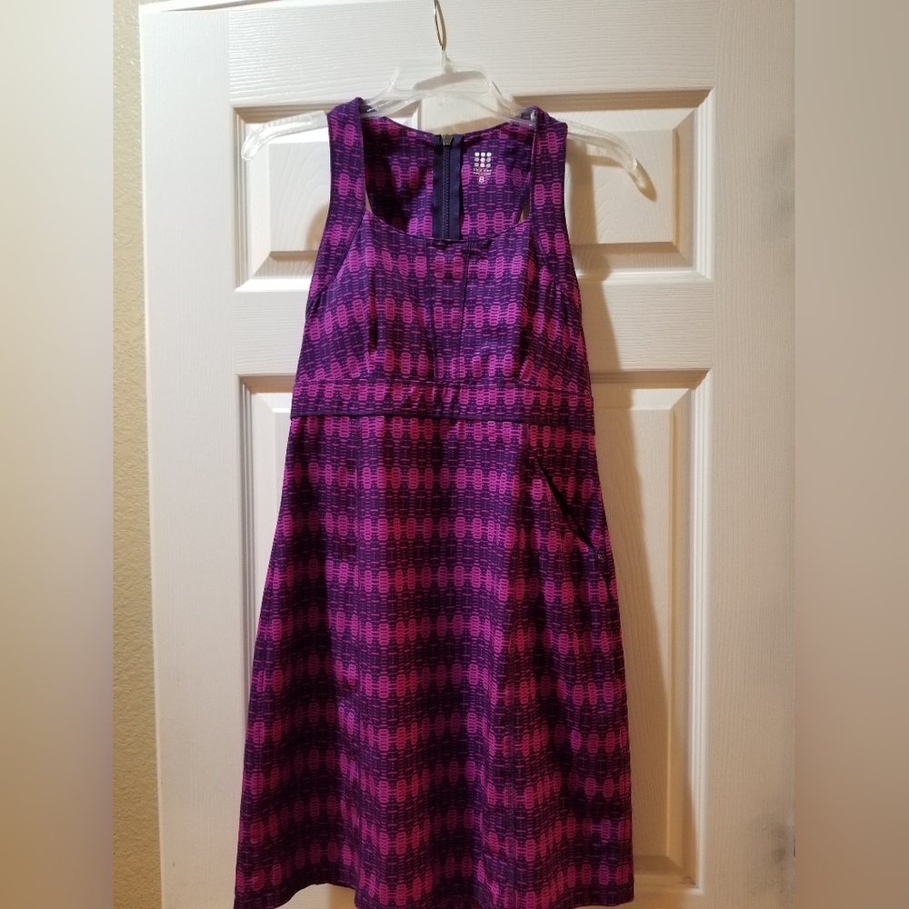 Title Nine Niblene Athletic Dress, purple pattern size 8, built in bra